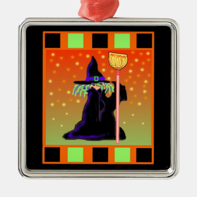 Pequeño ornamento de Halloween de la bruja (Frente)