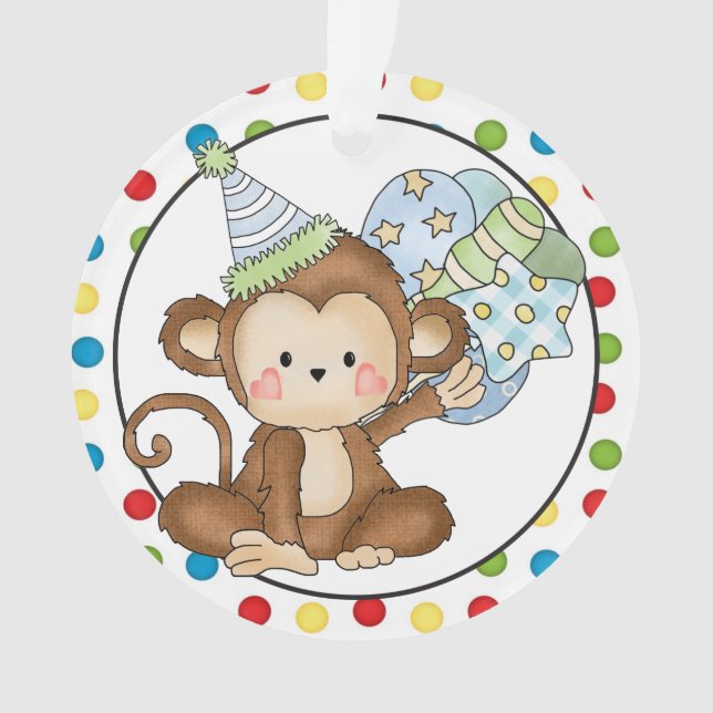 Pequeño ornamento del feliz cumpleaños del mono (Anverso)