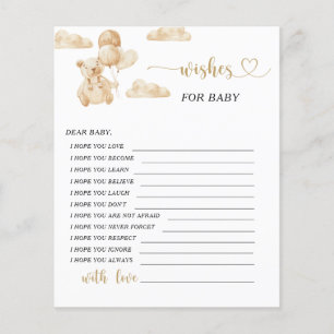 Pequeño oso desea tarjeta de bebé
