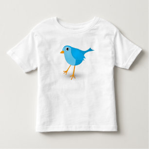 Pequeño pájaro azul con la camiseta del bebé o del