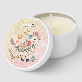 Pequeño pájaro deja flores Mini favoritos de velas
