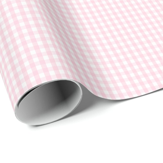 Pequeño papel de embalaje rosa claro y blanco de (Esquina del rollo)