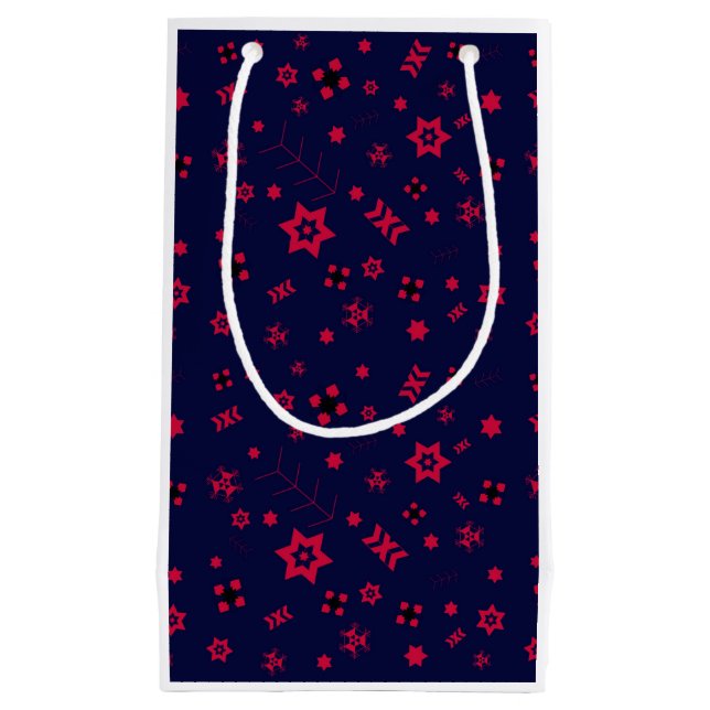 Pequeño papel de regalo azul oscuro y rojo Bolsa (Anverso)