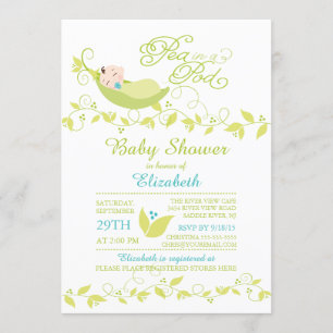 Pequeño Pea En La Invitación De Baby Shower De Un 