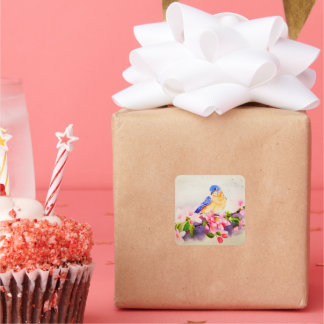 Pequeño pegatina de acuarela de ave