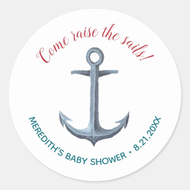 Pequeño Pegatina de Baby Shower Nautical Sailor (Anverso)