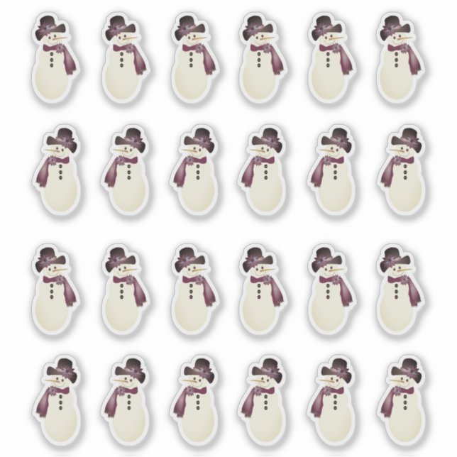 Pequeño Pegatina de etiquetas de Snowman (Anverso)