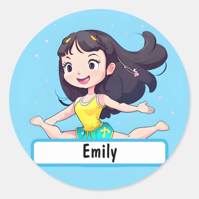 Pequeño Pegatina De Gimnasta Con Nombre Personaliz (Anverso)
