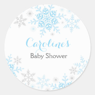 Pequeño Pegatina de la Ronda Baby Shower Snowflake