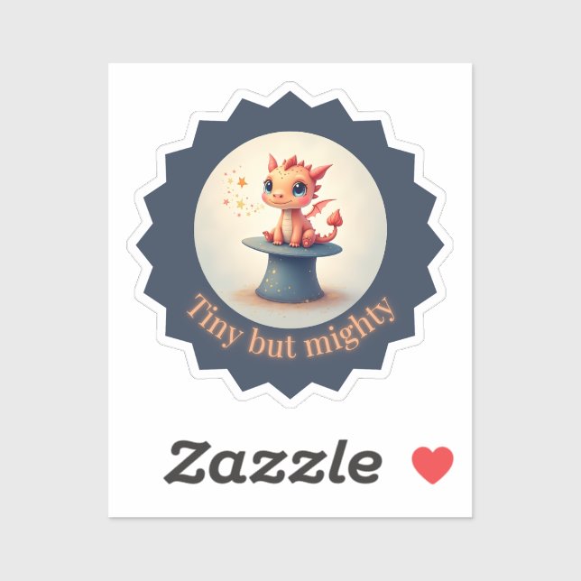 Pequeño pero poderoso - Pegatina Dragón Cute (Hoja)