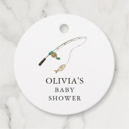 Pequeño pescador Baby Shower Círculo de etiquetas