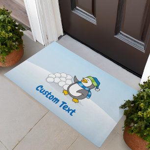 Pequeño pingüino con bolas de nieve Alfombra de bi