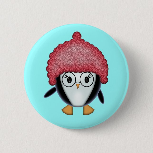 Pequeño Pingüino en el botón de Navidad del sombre (Anverso)