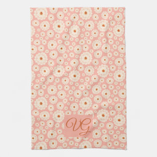 Pequeño Polvo Flores rosas Monograma Toalla de Coc
