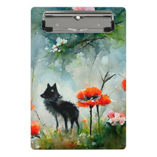 Pequeño portapapeles de animales salvajes con flor