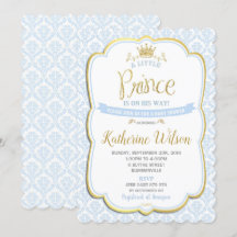Pequeño Príncipe Bebé Invitación Niño Azul