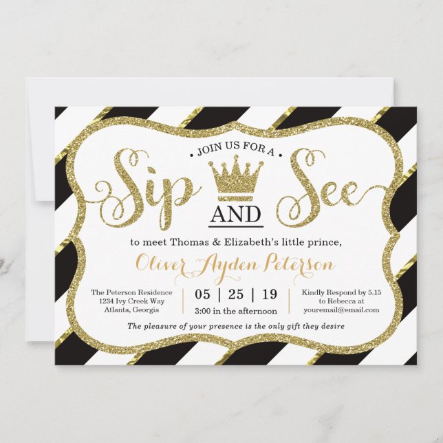Pequeño príncipe Sip y ver la invitación de Baby S (Anverso)