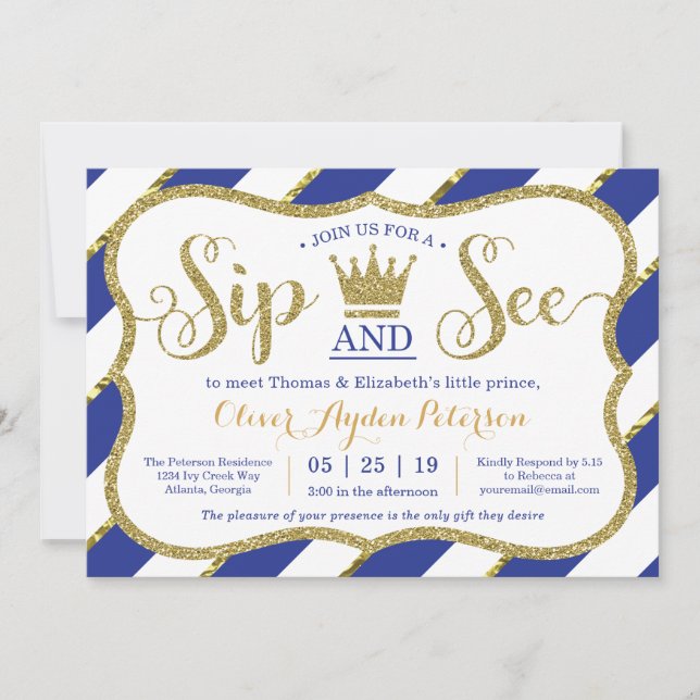 Pequeño príncipe Sip y ver la invitación de Baby S (Anverso)
