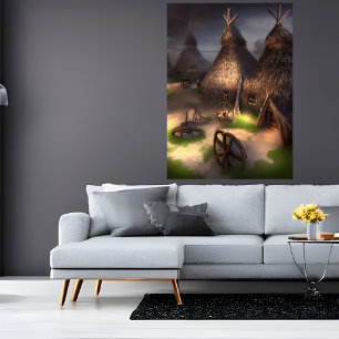 Pequeño pueblo vitivinícola Poster de arte de IA