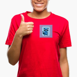 Pequeño Raccoon En Botón Azul