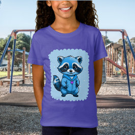 Pequeño Raccoon En Camiseta Azul