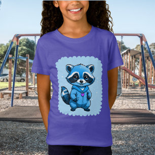 Pequeño Raccoon En Camiseta Azul