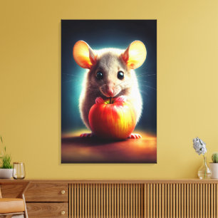 Pequeño ratón lindo con arte de cocina de manzana 