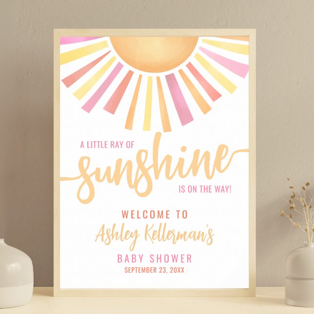 Pequeño Rayo De La Señal De Bienvenida De Baby Sho (Little Ray Of Sunshine Baby Shower Welcome Sign)
