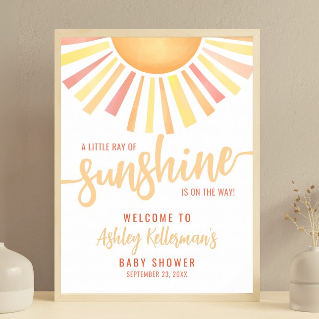 Pequeño Rayo De La Señal De Bienvenida De Baby Sho (Little Ray Of Sunshine Baby Shower Welcome Sign)