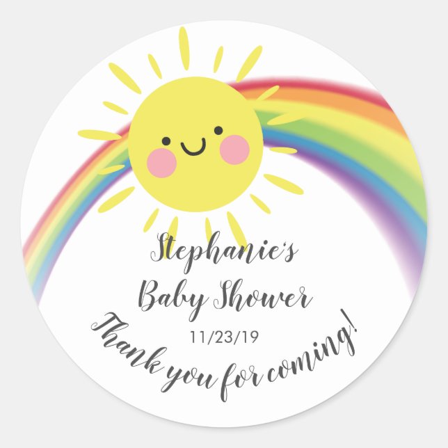 Pequeño rayo de sol Baby Shower Favor Pegatina (Anverso)