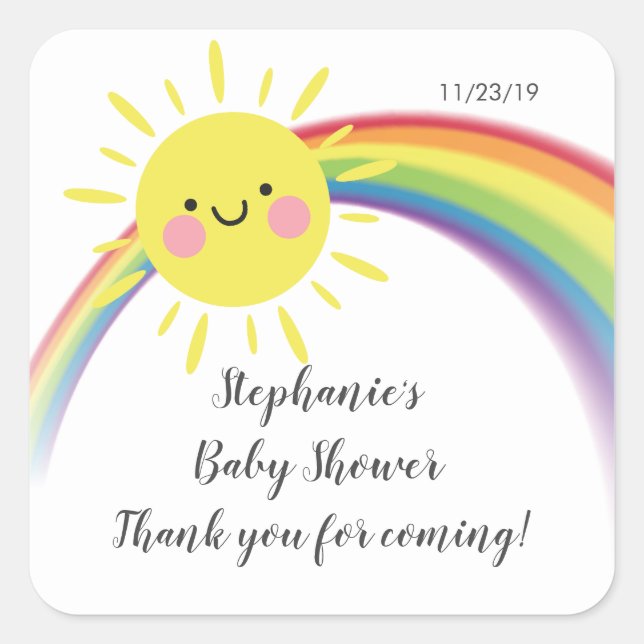 Pequeño rayo de sol Baby Shower Favor Pegatina (Anverso)