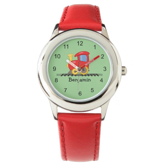 Pequeño reloj de diseño de motor rojo para niños (Anverso)