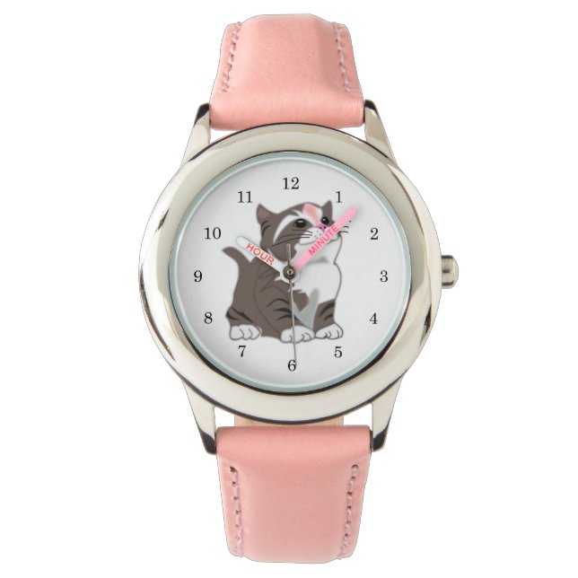Pequeño reloj de gatito - rosa (Anverso)