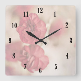 Pequeño reloj de pared de flores rosadas