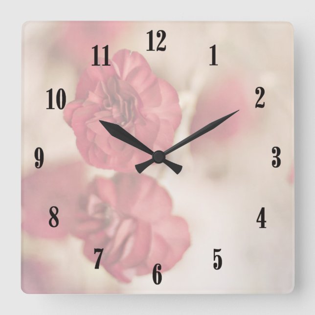 Pequeño reloj de pared de flores rosadas (Anverso)