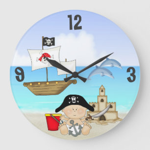 Pequeño reloj de pared de la playa del pirata del