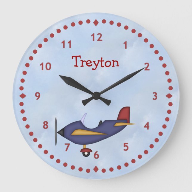 Pequeño reloj de pared del avión azul (Anverso)