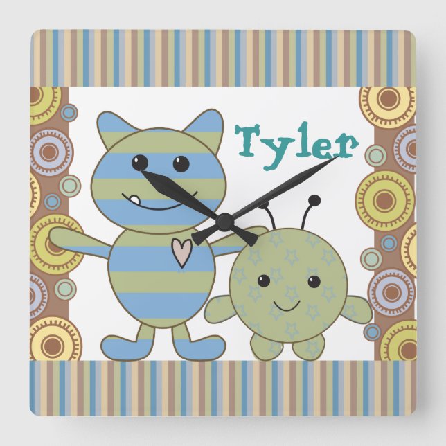 Pequeño reloj de pared del bebé de los monstruos (Anverso)