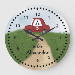 Pequeño reloj de pared roja del auto