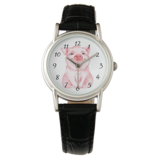 Pequeño reloj femenino de cerdito (Anverso)