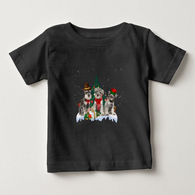 Pequeño Schnauzer Navidades de perro camiseta (Anverso)