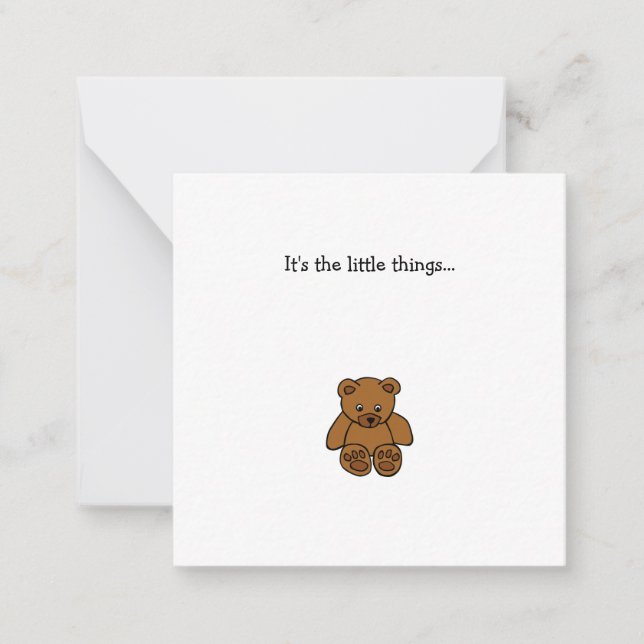 Pequeño Teddy Bear Mini Tarjeta de Nota de agradec (Anverso)