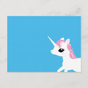Pequeño unicornio con postal rosa