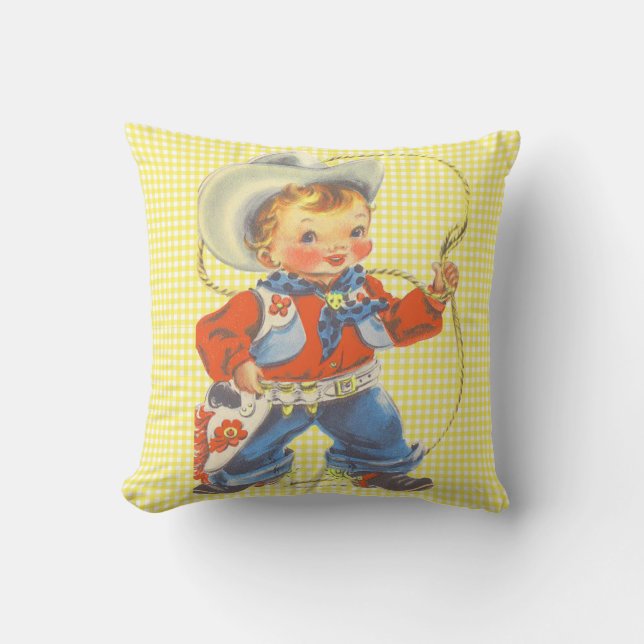 Pequeño vaquero retro occidental con la almohada (Anverso)
