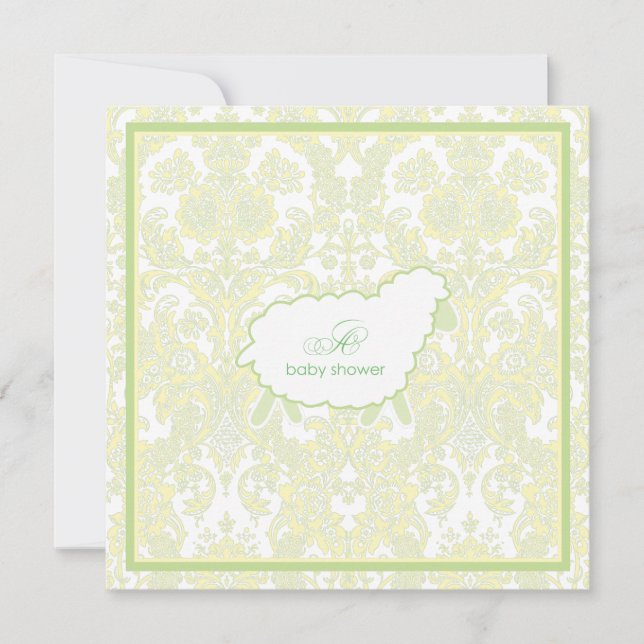 Pequeño verde de la invitación el | de Baby Shower (Anverso)