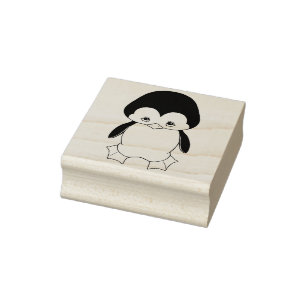 Pequeño y bonito sello de caucho pingüino