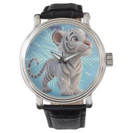 Pequeño y elegante reloj de pulsera de tigre blanc