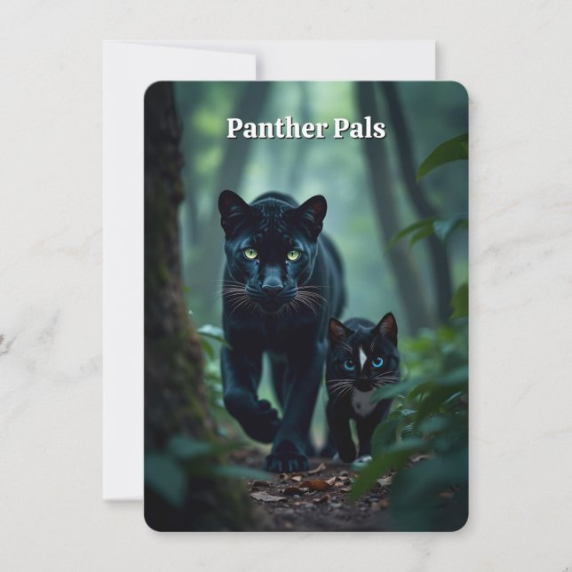 Pequeño y grande gato - Panther Pals - Tarjeta pla (Anverso)