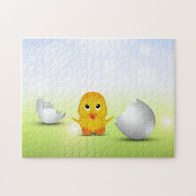 Pequeño y lindo polluelo de Pascua - Rompecabezas (Horizontal)