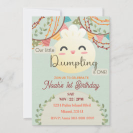Pequeño y pequeño Dumpling Invitación de primer cu